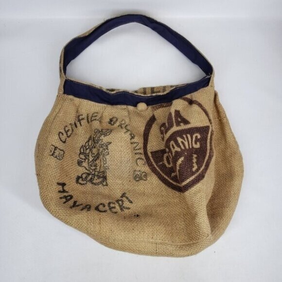 Burlap Coffee Sack Shoulder Bag Lined Unique Hippie Boho Free Spirit Graphic - Picture 3 of 16